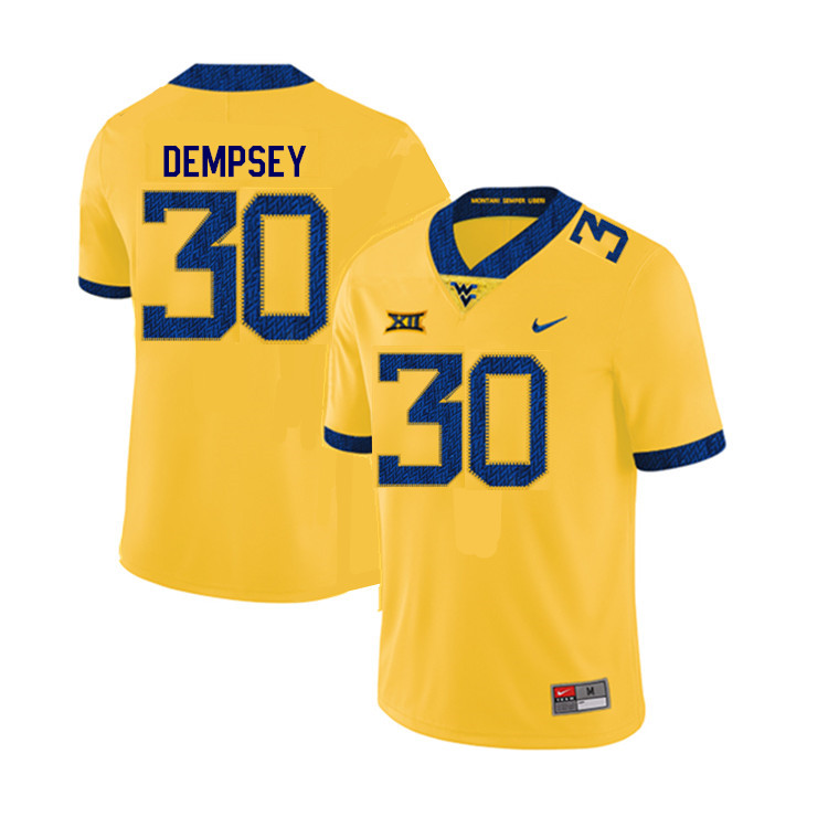 Men #30 Jordan Dempsey West Virginia Mountaineers College Football Jerseys Sale-Yellow
